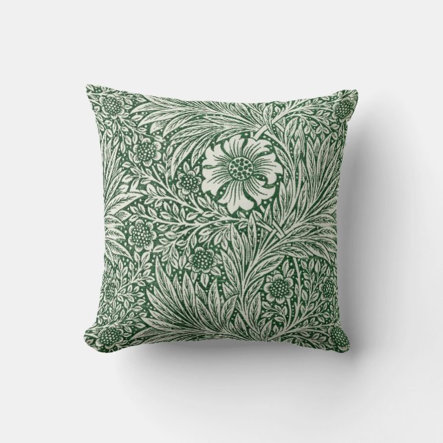 william morris marigold green floral flower cushion (Front)