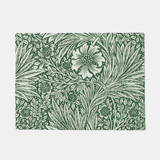 william morris marigold green floral flower doormat (Front)