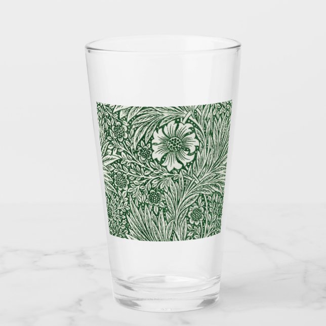 william morris marigold green floral flower glass (Front)