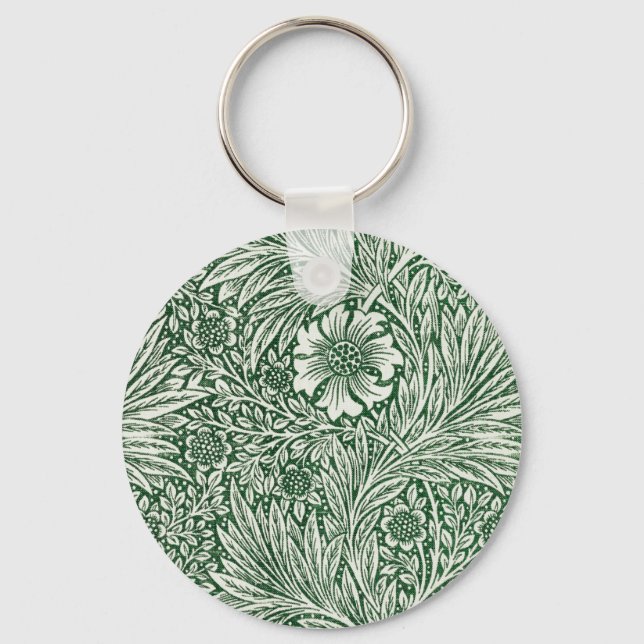 william morris marigold green floral flower key ring (Front)