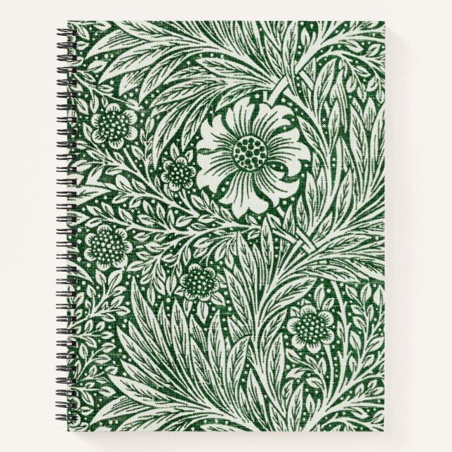 william morris marigold green floral flower notebook (Front)