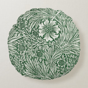 william morris marigold green floral flower round cushion