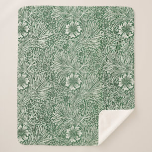 william morris marigold green floral flower sherpa blanket