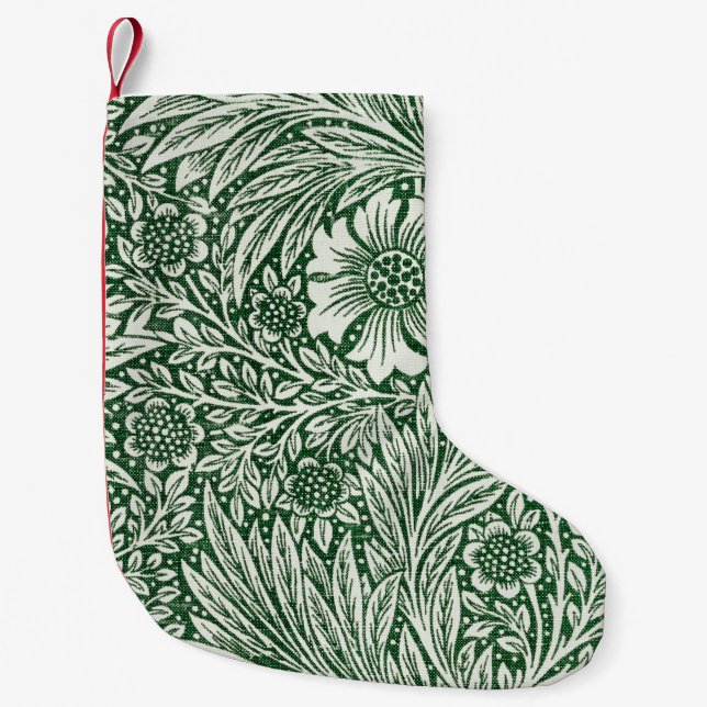 william morris marigold green floral flower small christmas stocking (Front)