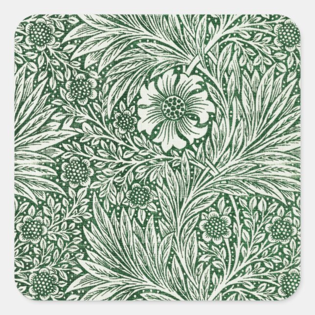 william morris marigold green floral flower square sticker (Front)