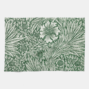 william morris marigold green floral flower tea towel
