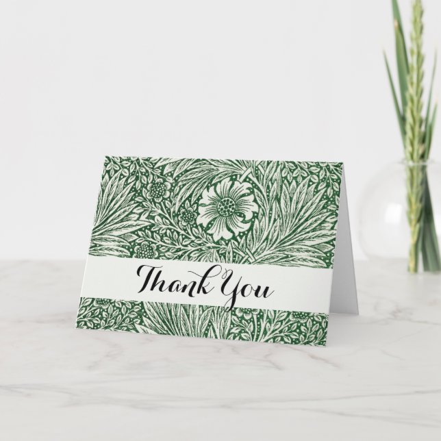 william morris marigold green floral flower thank you card (Front)
