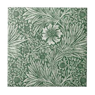 william morris marigold green floral flower tile