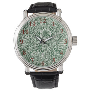 william morris marigold green floral flower watch