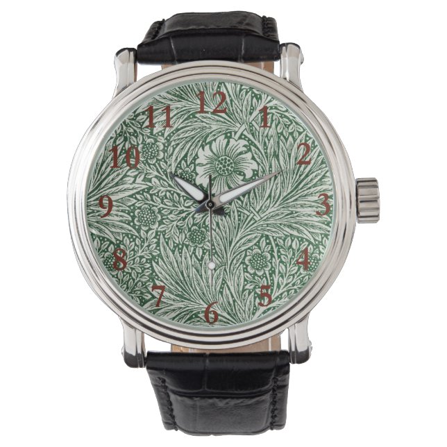 william morris marigold green floral flower watch (Front)