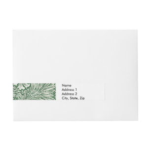 william morris marigold green floral flower wraparound address label