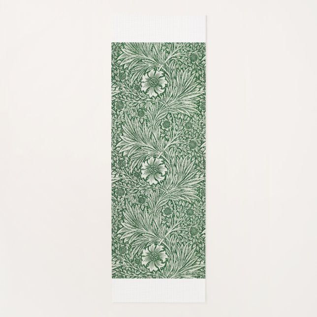 william morris marigold green floral flower yoga mat (Front)