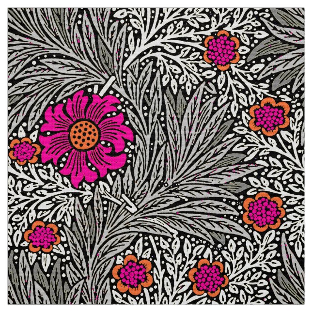 William Morris Marigold, Grey / Grey, and White Fabric (Swatch)