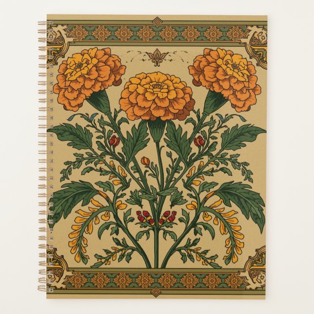 William Morris marigold Vintage floral Planner (Front)