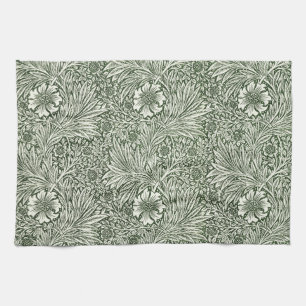 William Morris Marigold Vintage Green Floral Tea Towel