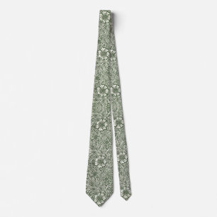 William Morris Marigold Vintage Green Floral Tie