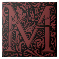William Morris Maroon Monogrammed Letter M