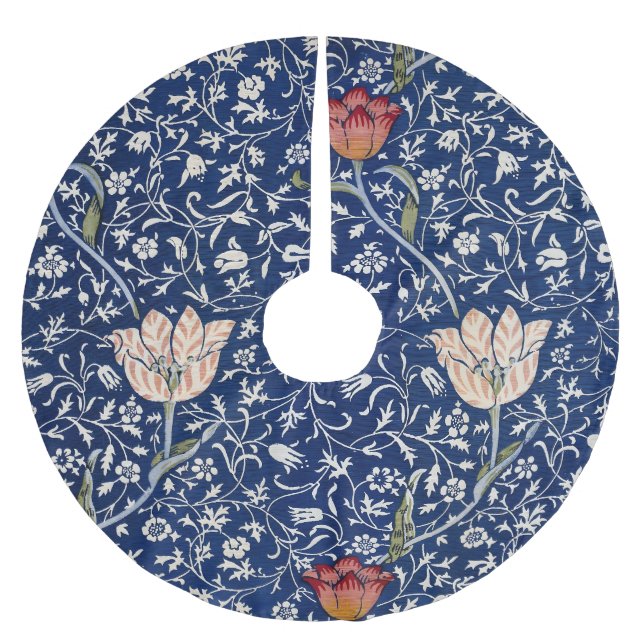 William Morris Medway Blue Floral Brushed Polyester Tree Skirt (Front)