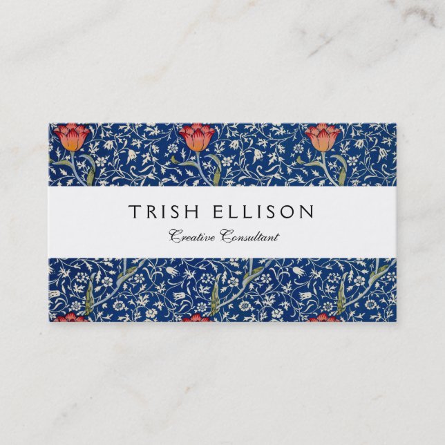 William Morris Medway Blue Floral  Business Card (Front)