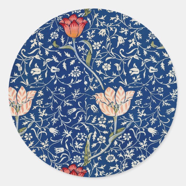 William Morris Medway Blue Floral  Classic Round Sticker (Front)