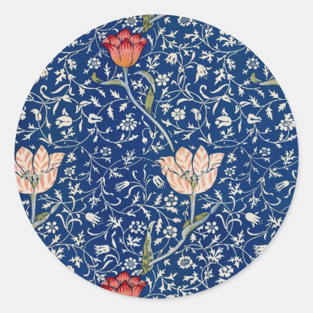 William Morris Medway Blue Floral  Classic Round Sticker (Front)