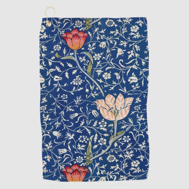 William Morris Medway Blue Floral  Golf Towel (Front)