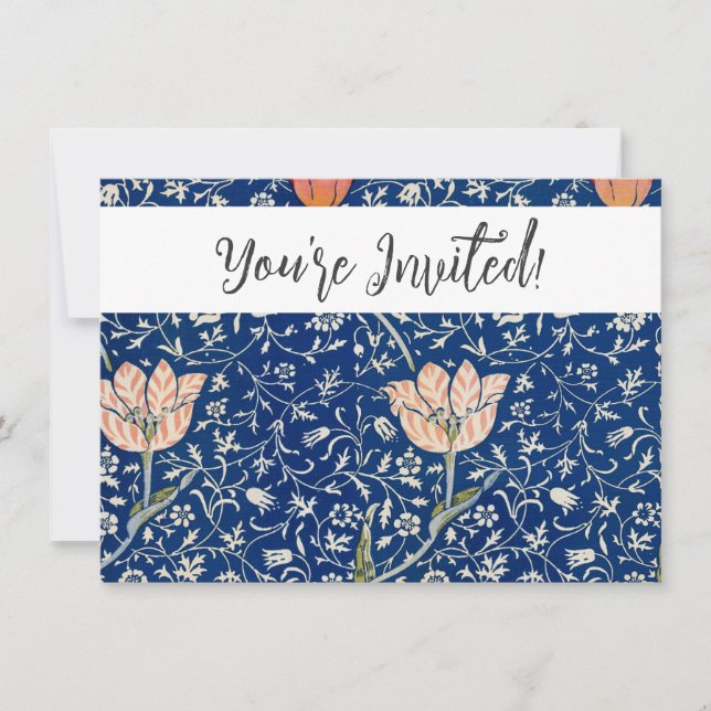 William Morris Medway Blue Floral  Invitation (Front)