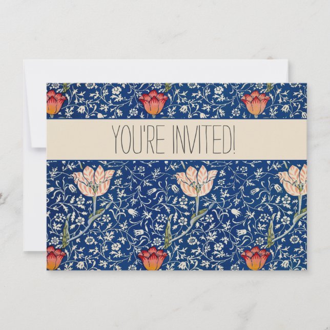 William Morris Medway Blue Floral  Invitation (Front)