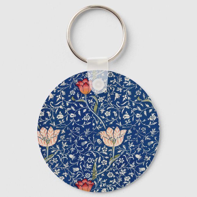 William Morris Medway Blue Floral  Key Ring (Front)