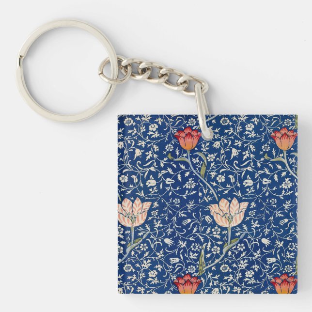 William Morris Medway Blue Floral  Key Ring (Front)