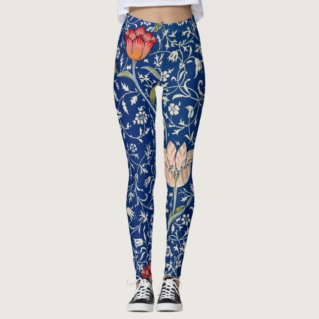 William Morris Medway Blue Floral  Leggings (Front)
