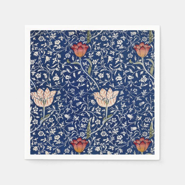 William Morris Medway Blue Floral Napkin (Front)