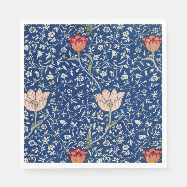 William Morris Medway Blue Floral  Napkin (Front)