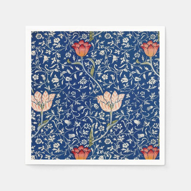 William Morris Medway Blue Floral  Napkin (Front)