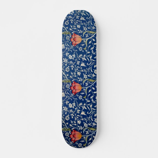 William Morris Medway Blue Floral  Skateboard (Front)