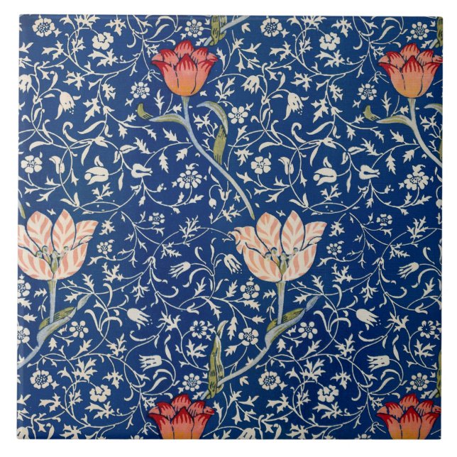 William Morris Medway Blue Floral  Tile (Front)