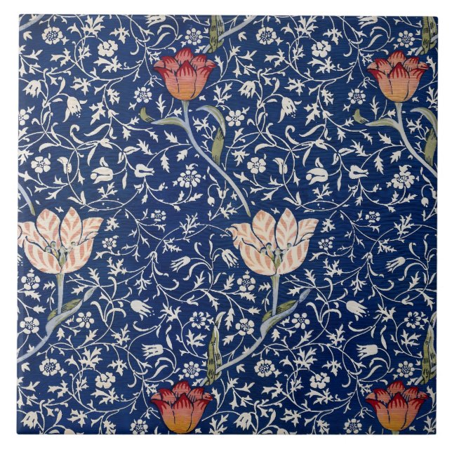 William Morris Medway Blue Floral Tile (Front)