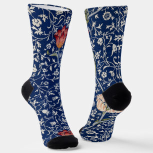 William Morris Medway Blue Tulip Floral Art Socks
