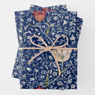 William Morris Medway Blue Tulip Floral Art Wrapping Paper Sheet