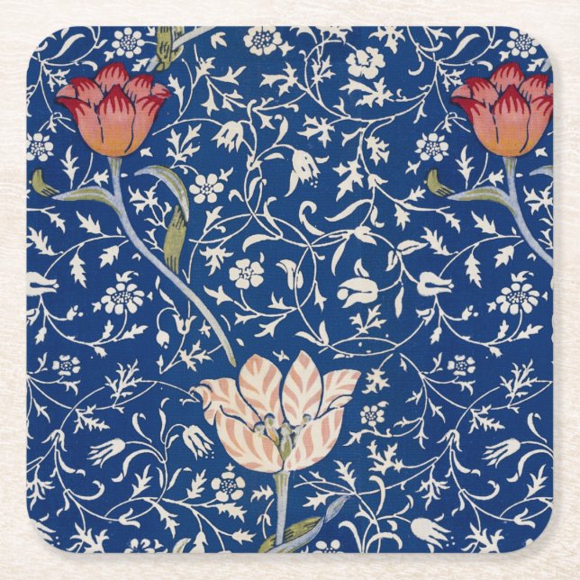 William Morris Medway Pattern Square Paper Coaster (Front)