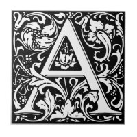 William Morris Monogrammed Letter A Ceramic Tile