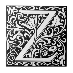 William Morris Monogrammed Letter Z Tile