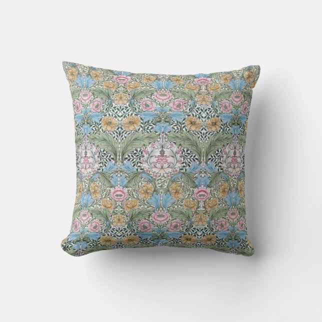 William Morris Myrtle Floral Pattern Throw Pillow (Front)