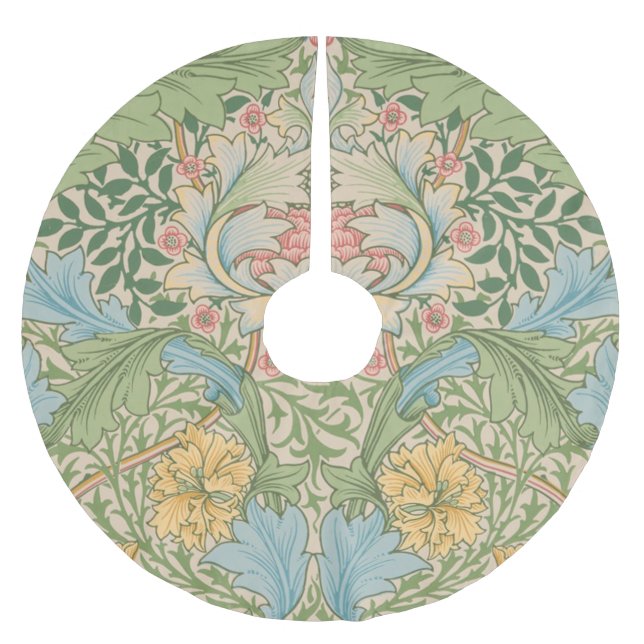 William Morris Myrtle Flower Floral Botanical Brushed Polyester Tree Skirt (Front)