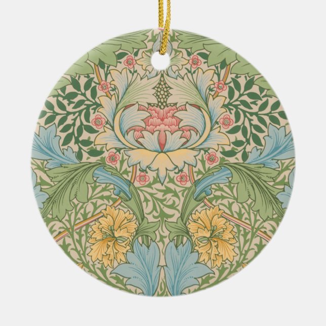 William Morris Myrtle Flower Floral Botanical Ceramic Tree Decoration (Front)