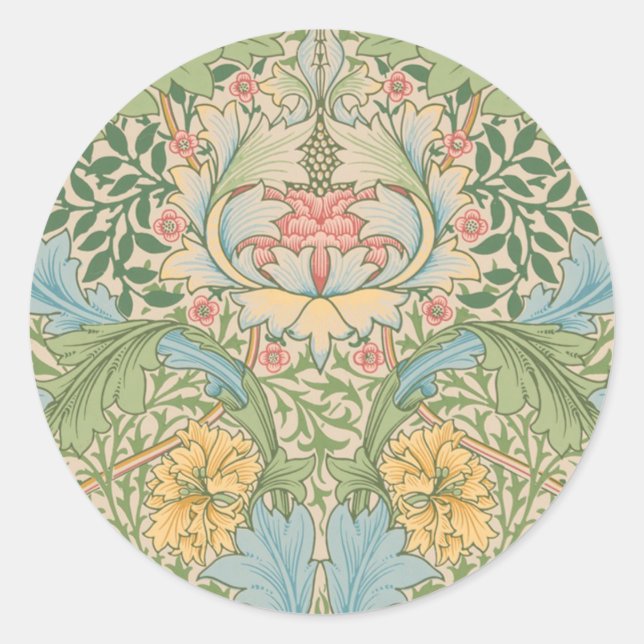 William Morris Myrtle Flower Floral Botanical Classic Round Sticker (Front)