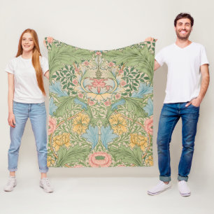 William Morris Myrtle Flower Floral Botanical Fleece Blanket