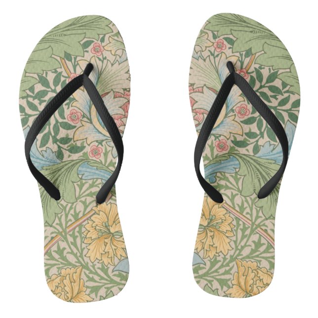 William Morris Myrtle Flower Floral Botanical Flip Flops (Footbed)