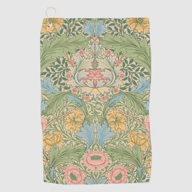 William Morris Myrtle Flower Floral Botanical Golf Towel (Front)