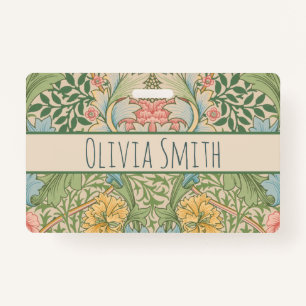 William Morris Myrtle Flower Floral Botanical ID Badge